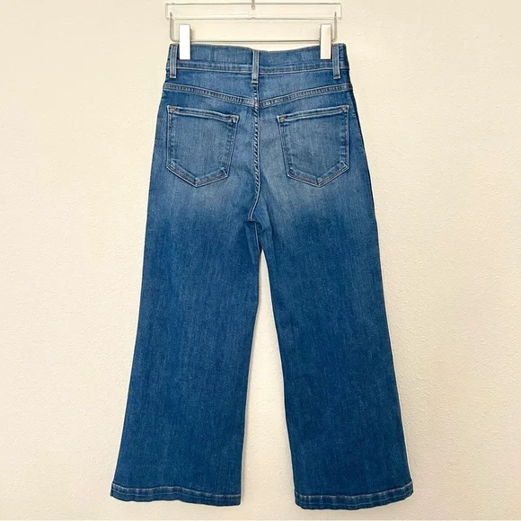 FRAME Denim Le Vintage Crop Jeans Flare Two-Tone Contrast Wide Fall Blue Size 25 - Picture 10 of 16